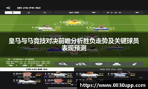 皇马与马竞技对决前瞻分析胜负走势及关键球员表现预测